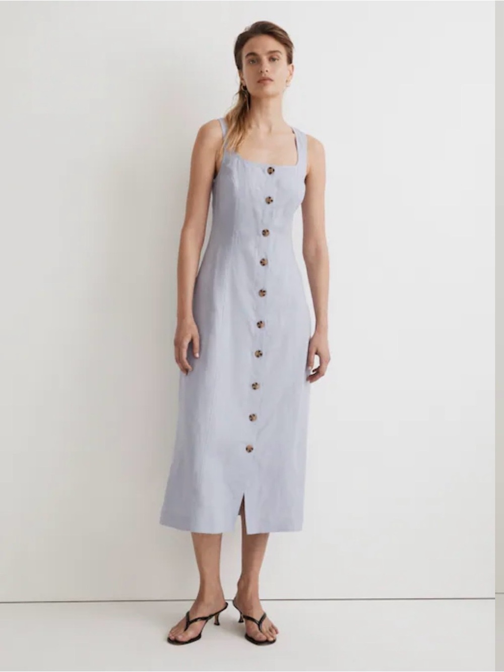Madewell Button-Front Midi 100% Linen (Size 8)